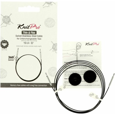Knitpro Thin & Flex otočná černá lanka na jehlice 94 cm – Zboží Dáma