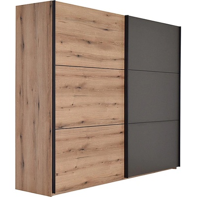 Matis Гардероб с плъзгащи врати ap 270 см дъб артизан / сиво
