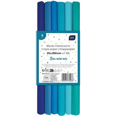 INTERDRUK Vlnitý papír Sea mini mix, 6 ks, 200 x 25 cm – INTERDRUK