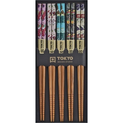 Tokyo Design Studio Čínske paličky set 5 párov farebné obrázky tmavé