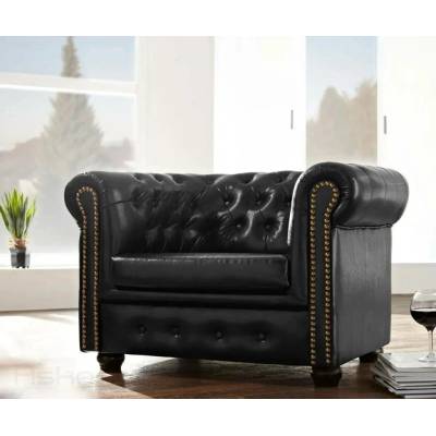 Askont Chesterfield Bis 1M antik black s puncy