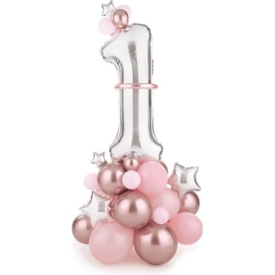 PartyDeco Букет от балони - розов за първи рожден ден