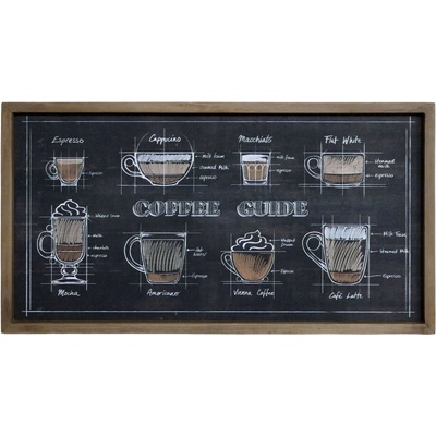Černá nástěnná cedule s dřevěným rámem Coffee – 40*30 cm - Chic Antique