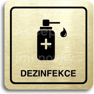 ACCEPT Piktogram dezinfekce V - zlatá tabulka - černý tisk