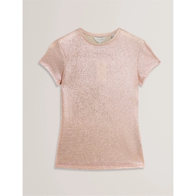 Ted Baker Тениска Ted Baker Women's Metallic Short Sleeve Slim Fit T-Shirt - Pink