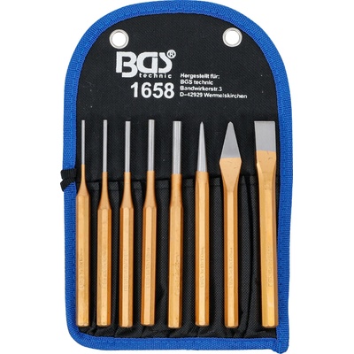 BGS 1658 | Sada vyrážačov závlačiek | 150 mm | vrátane sekáčov + jamkovača | 8-dielna