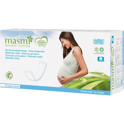 Masmi Pôrodnické materské vložky z prírodnej bavlny 10 ks
