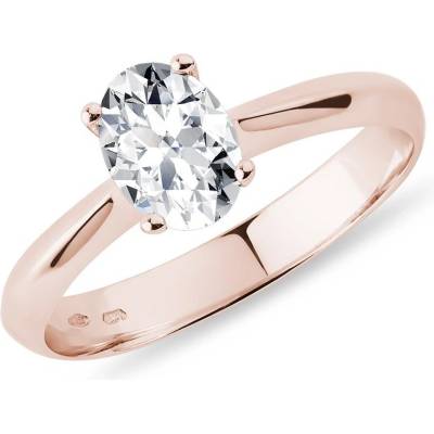 Klenota Zásnubní prsten oválný diamant v růžovém zlatě k0869014