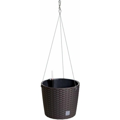 Prosperplast RATO ROUND W Závesný kvetináč + zavlažovcí systém 25,6x21,9cm umbra DRTW260