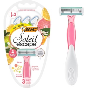 BIC SOLEIL ESCAPE Citrus - дамски самобръсначки с 4 ножчета и ароматна дръжка, 3 бр