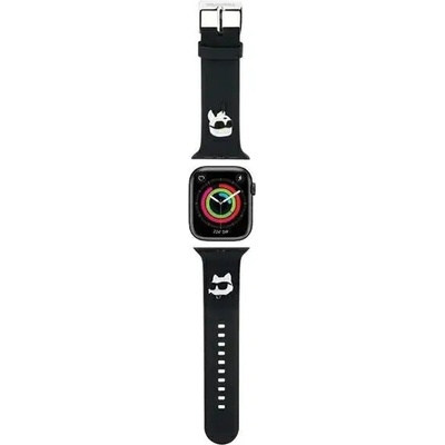 Karl Lagerfeld Каишка Karl Lagerfeld 3D Rubber Karl&Choupette Heads за Apple Watch 42/44/45/49mm, черна (KF001845-0)