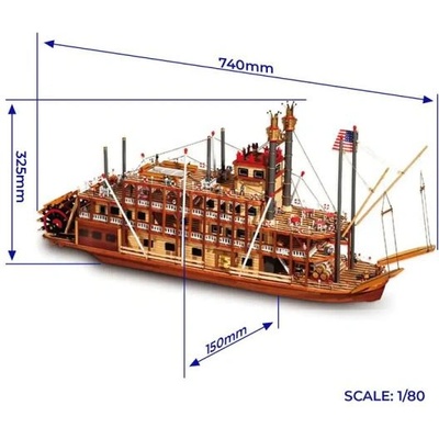 Occre Мисисипи колесен параход 1: 80 комплект