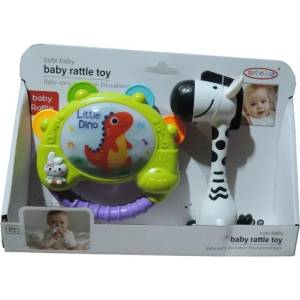 Manyuk Toys Комплект подарък: светещо дайре-дрънкалка и бебешка играчка зебра (8446)
