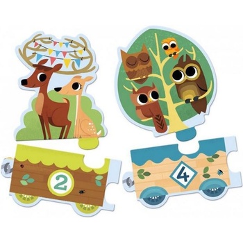 DJECO Vlak se zvířátky a čísly 20 dielov