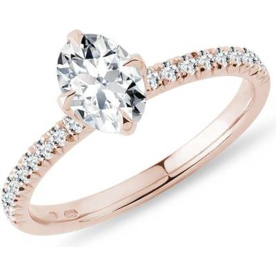 Klenota Prsten s oválným diamantem a brilianty v růžovém zlatě K0860034