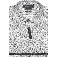 AMJ pánská košile Lui Bentini dlouhý rukáv slim fit LDS001 bílá s listy