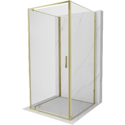 Mexen Exo-3S душ кабина 3-стенна отваряща се 100 x 100 см, прозрачна, златна (8181-100-100-50-00-3S)