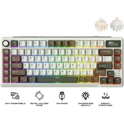 Royal Kludge RK L75 Palm Green Gaming Keyboard Cream switch