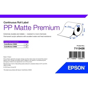Epson Epson PP Matte Label Premium, Continuous Roll, 51mm x 29m (7113426)