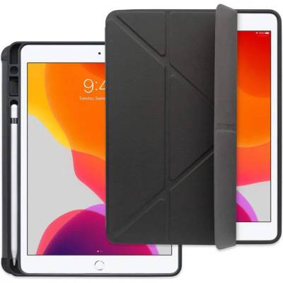 Torrii Torrio Plus Case - кожен кейс и поставка с отделение за Apple Pencil за iPad 7 (2019), iPad 8 (2020) (черен)