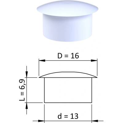 Vnútorná krytka guľatá ø 16 mm, otvor ø 13 mm, biela, plast