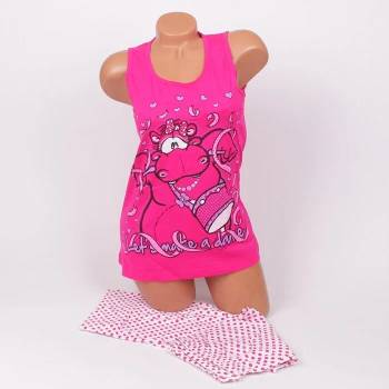 Image 1 of Пижама в розово и бяло с точки и картинка