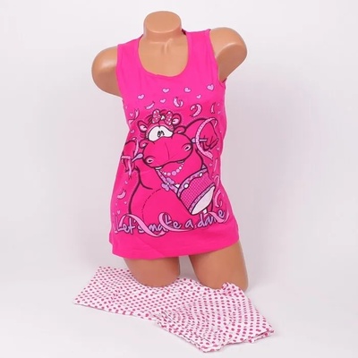 Пижама в розово и бяло с точки и картинка