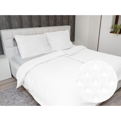 Biante Hrejivé obliečky Minky TOP 3D bodky MKP-059 Biele 140x200 70x90