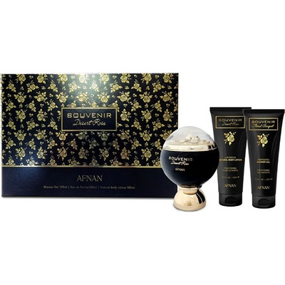 Afnan Souvenir Desert Rose Darčeková sada dámska EDP 100 ml, sprchový gél 100 ml a telové mlieko 100 ml