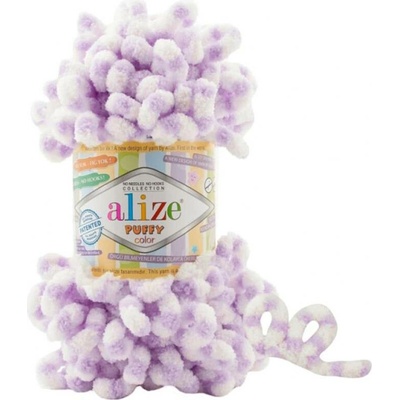 Alize příze Puffy color 6458 variace bílé a fialové