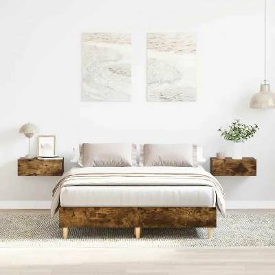 vidaXL Rám postele bez matrace kouřový dub engineered wood