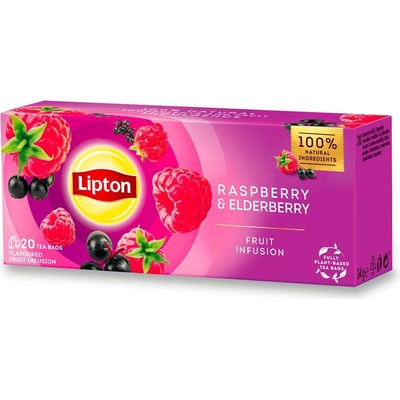 Lipton Fruit Infusion ovocný čaj malina a černý bez 20 x 1,6 g