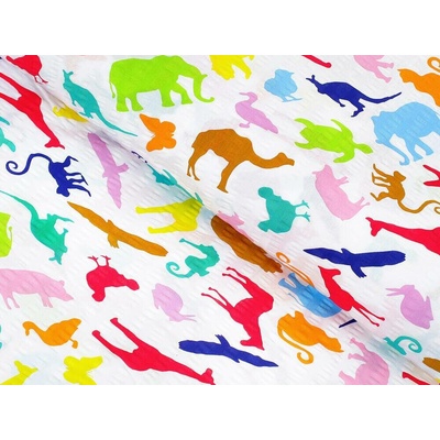 Krepová látka - barevná ZOO - metráž šířka 240 cm