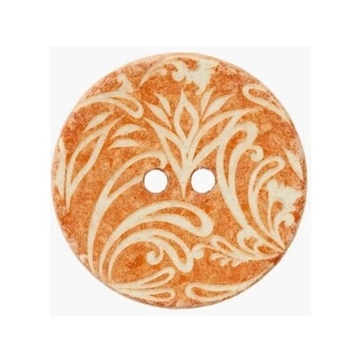 Bavlnený recyklovaný gombík s ornamentom UNION KNOPF (rôzne farby) Farba: hrdzavá, Priemer: 23 mm