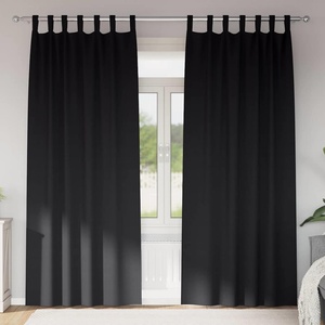Pure Line Home Плътни завеси в цвят черен с текстилни гайки (уши), 2 бр. , 140 x 260 см