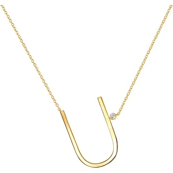 Image 1 of SAVICKI Колие с буква U: позлатено сребро. бял сапфир