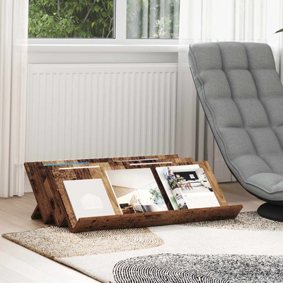 vidaXL Етажерка за списания с рафт Старо дърво 90 x 53 x 28, 5 см (890894)