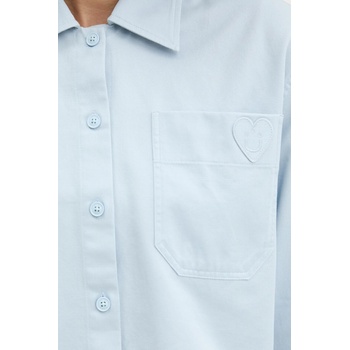 HUGO Blue Памучна риза Hugo Blue дамска в синьо със стандартна кройка с класическа яка 50542967 (50542967)