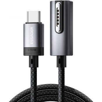 Essager ES-X69 opletený nabíjací USB-C na MagSafe 3 pre MacBook 1m tmavo šedý