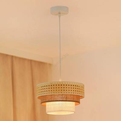 Brilagi - Плафон CEDAR LUNETA 1xE27/15W/230V пр. 25 ратан кафяв/крем (BG1136)