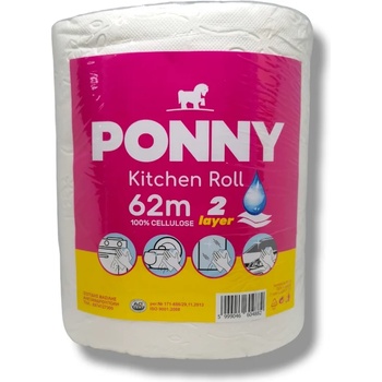 Ponny кухненска ролка, 800гр, 2 пласта, Бяла, 100% Целулоза, 62 метра