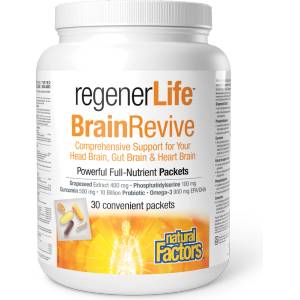 Natural Factors 30 дневна програма в подкрепа на когнитивното и мозъчно здраве - Rеgener Life BrainRevive, 30 индивидуално опаковани пакетчета Natural Factors (1905 NF)