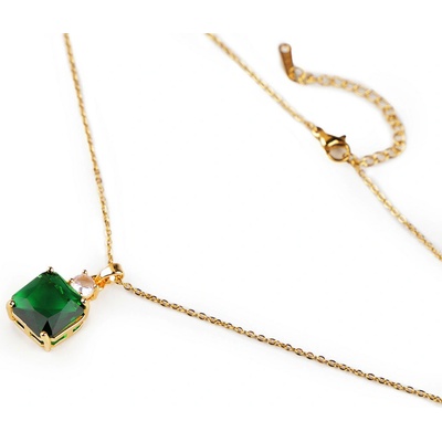 Náhrdelník z nerezové oceli s broušenými kamínky emerald 1 ks