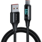 Mcdodo Кабел за данни - Mcdodo (CA-1080) - USB 2.0 → Type-C, цифров дисплей, найлон оплетка, алуминий, 6A, 1.2m - Черен