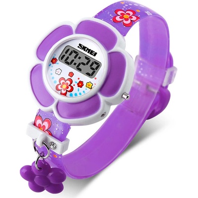 Skmei Детски часовник SKMEI Flowers, Дигитален, Лилав, Различни цветове (SKMEI-1144-KIDS-PURPLE)
