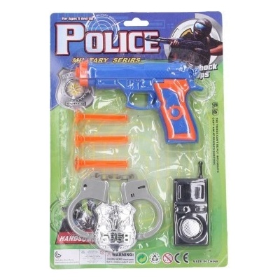 Wiky policejní sada plast pistole na přísavky 15cm náboje 3ks s doplňky na kartě