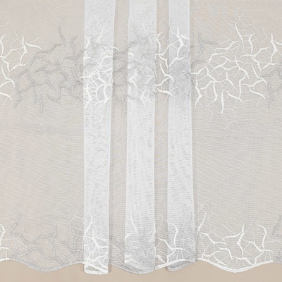 Záclona bílá, béžovo-šampáň vyšívaná bordura, v.175cm