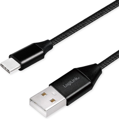 LogiLink USB 2.0 Type C кабел C/M-USB-A/M, плат, черен, 1 м