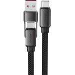 ACEFAST - Кабел за данни (C13-05) - Бързо зареждане, Type-C към USB, Type-C, 60W, 3A, Устойчив на огъване, Къс дизайн, 0.2 м - Черен