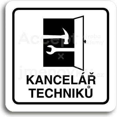 ACCEPT Piktogram kancelář techniků - bílá tabulka - černý tisk